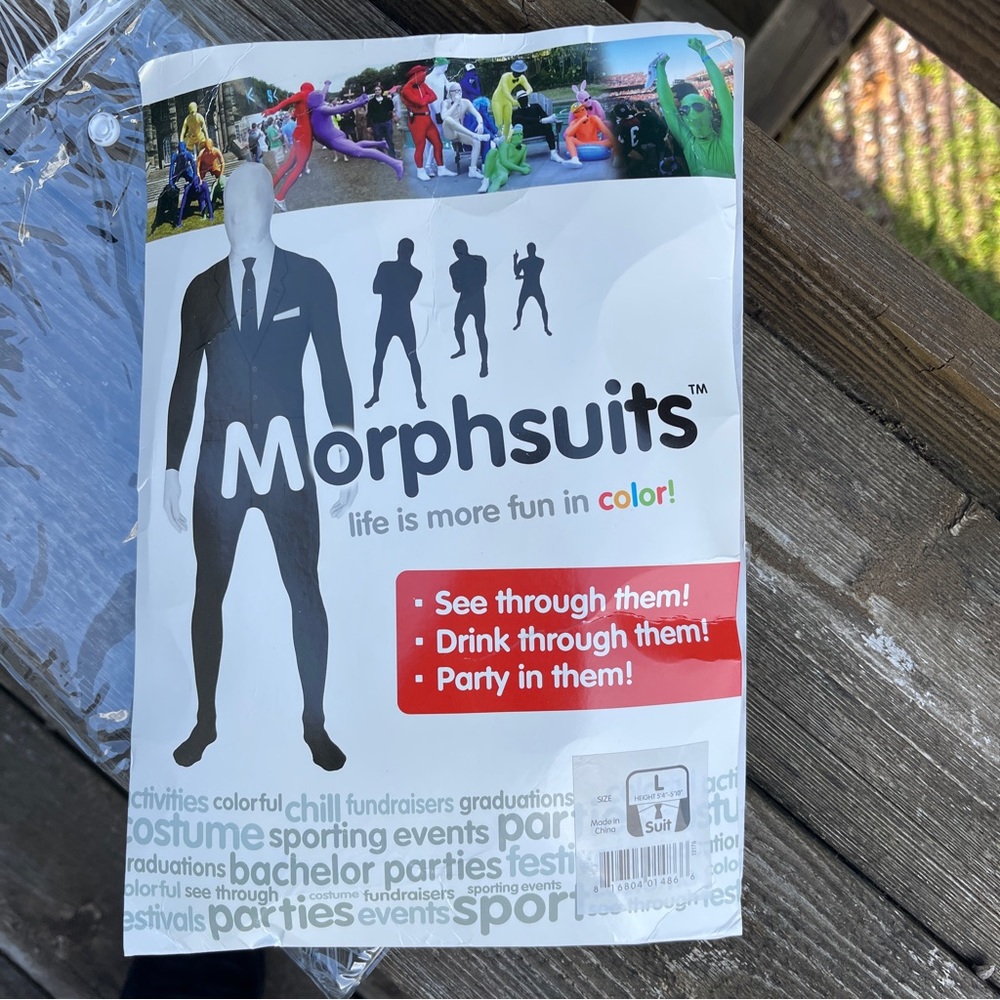 Morphsuit - Tuxedo - size Large - New -One piece - zipper up back.
